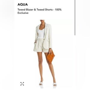 NWT Aqua Cream Tweed Blazer Shorts Coord Set Bloomingdale’s Exclusive Brand